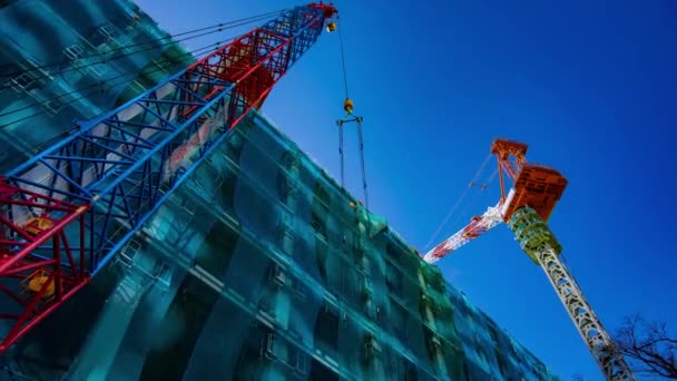 Timelapse Crane Construction Tokyo High Quality Footage Koto District Ariake — Stock Video