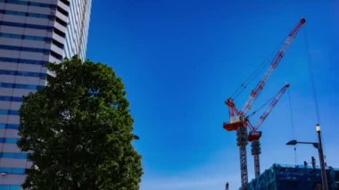 Tokyo 'da yapım aşamasındaki vincin zaman çizelgesi. Yüksek kalite 4K görüntü. Koto bölgesi Ariake Tokyo 02.15.2023 Tokyo 'da bir elektrik çeyreği. Tokyo 'nun merkezindedir.. 