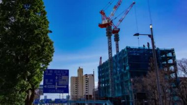 Tokyo 'da yapım aşamasındaki vincin zaman çizelgesi. Yüksek kalite 4K görüntü. Koto bölgesi Ariake Tokyo 02.15.2023 Tokyo 'da bir elektrik çeyreği. Tokyo 'nun merkezindedir.. 