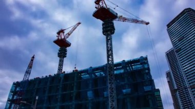 Tokyo 'da yapım aşamasındaki vincin zaman çizelgesi. Yüksek kalite 4K görüntü. Koto bölgesi Ariake Tokyo 02.15.2023 Tokyo 'da bir elektrik çeyreği. Tokyo 'nun merkezindedir.. 