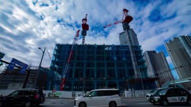 Tokyo 'da yapım aşamasındaki vincin zaman çizelgesi. Yüksek kalite 4K görüntü. Koto bölgesi Ariake Tokyo 02.15.2023 Tokyo 'da bir elektrik çeyreği. Tokyo 'nun merkezindedir.. 