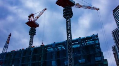 Tokyo 'da yapım aşamasındaki vincin zaman çizelgesi. Yüksek kalite 4K görüntü. Koto bölgesi Ariake Tokyo 02.15.2023 Tokyo 'da bir elektrik çeyreği. Tokyo 'nun merkezindedir.. 