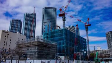 Tokyo 'da yapım aşamasındaki vincin zaman çizelgesi. Yüksek kalite 4K görüntü. Koto bölgesi Ariake Tokyo 02.15.2023 Tokyo 'da bir elektrik çeyreği. Tokyo 'nun merkezindedir.. 