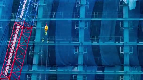 Временной Кран Стадии Строительства Токио Высококачественные Кадры Округ Кото Ariake — стоковое видео