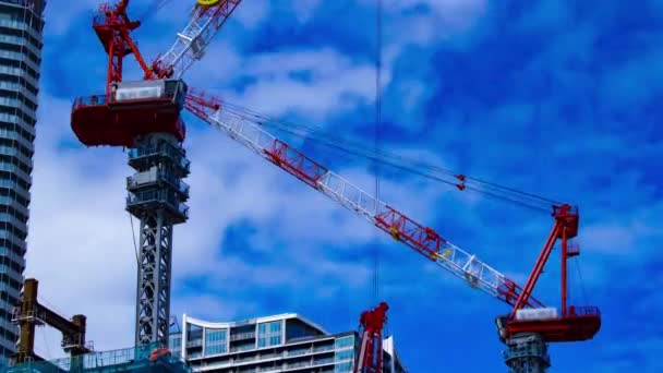 Timelapse Żurawia Budowie Tokio Wysokiej Jakości Materiał Dzielnica Koto Ariake — Wideo stockowe