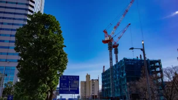 Uma Cronologia Guindaste Construção Tóquio Imagens Alta Qualidade Koto Distrito — Vídeo de Stock