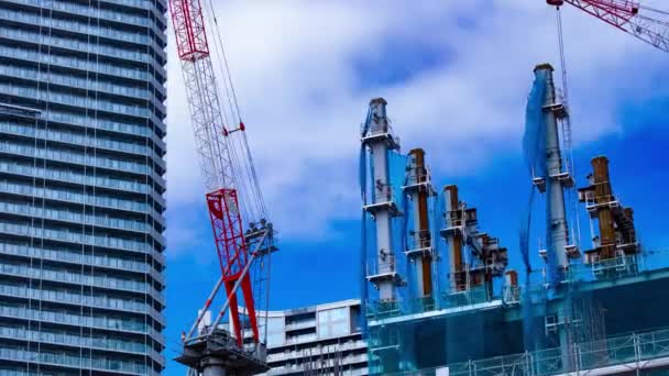 Timelapse Crane Construction Tokyo High Quality Footage Koto District Ariake — Stock Video