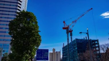 Tokyo 'da yapım aşamasındaki vincin zaman çizelgesi. Yüksek kalite 4K görüntü. Koto bölgesi Ariake Tokyo 02.15.2023 Tokyo 'da bir elektrik çeyreği. Tokyo 'nun merkezindedir.. 