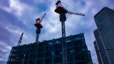 Tokyo 'da yapım aşamasındaki vincin zaman çizelgesi. Yüksek kalite 4K görüntü. Koto bölgesi Ariake Tokyo 02.15.2023 Tokyo 'da bir elektrik çeyreği. Tokyo 'nun merkezindedir.. 