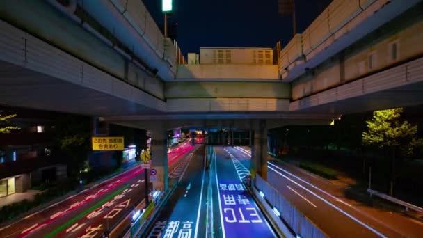 Tokyo Daki Şehir Caddesindeki Trafik Sıkışıklığının Gece Zamanı Yüksek Kalite — Stok video