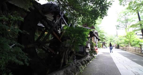 Una Rueda Madera Histórica Superficie Del Agua Tokio Imágenes Alta — Vídeo de stock