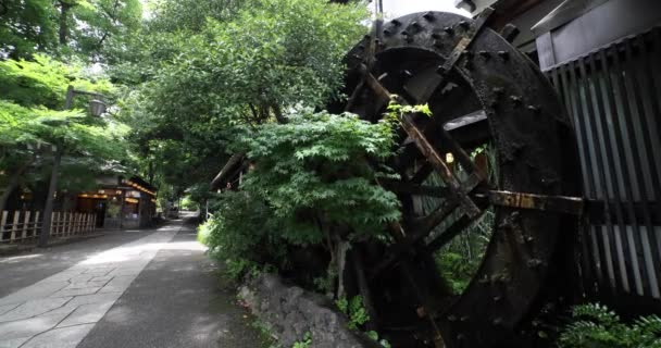 Una Rueda Madera Histórica Superficie Del Agua Tokio Imágenes Alta — Vídeo de stock