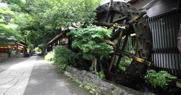 Ein Historisches Holzrad Auf Der Wasseroberfläche Tokio Hochwertiges Filmmaterial Chofu — Stockvideo