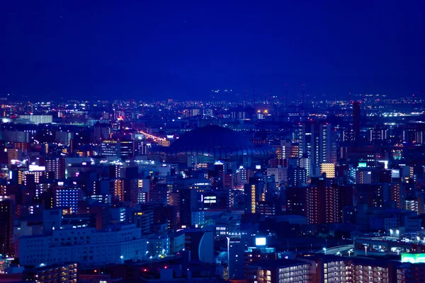 Skymning Stadsbild Hög Vinkel Utsikt Nära Kyocera Kupol Osaka Telefonskott — Stockfoto