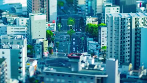 Сутінковий Часовий Пояс Міського Пейзажу Високого Кута Міській Вулиці Осаці — стокове відео