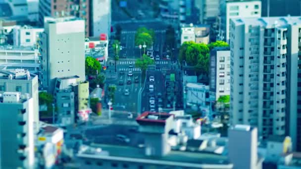 Osaka Daki Şehir Caddesindeki Yüksek Açılı Şehrin Alacakaranlık Zamanlaması Yüksek — Stok video