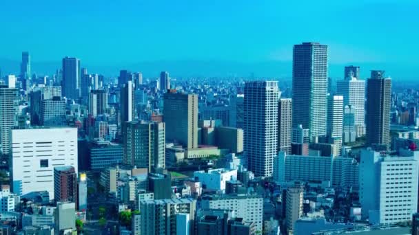 Сумерки Высоким Углом Городского Пейзажа Осаке Высококачественные Кадры Район Асахи — стоковое видео