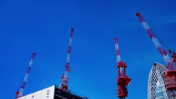 Ein Kran Der Spitze Des Gebäudes Der Geschäftsstadt Tokio Hochwertiges — Stockvideo