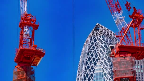 Egy Daru Időeltolódása Tokiói Üzleti Város Épületének Tetején Kiváló Minőségű — Stock videók