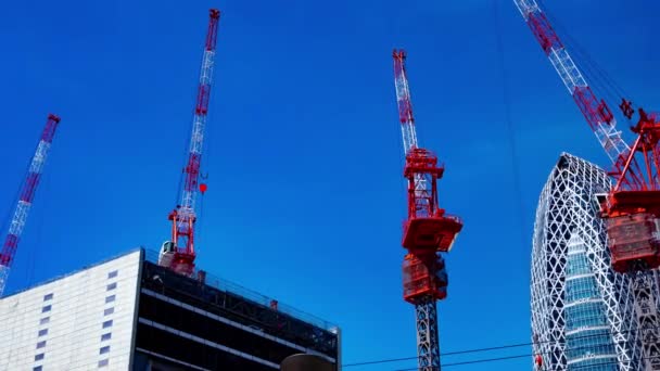 Ein Kran Der Spitze Des Gebäudes Der Geschäftsstadt Tokio Hochwertiges — Stockvideo
