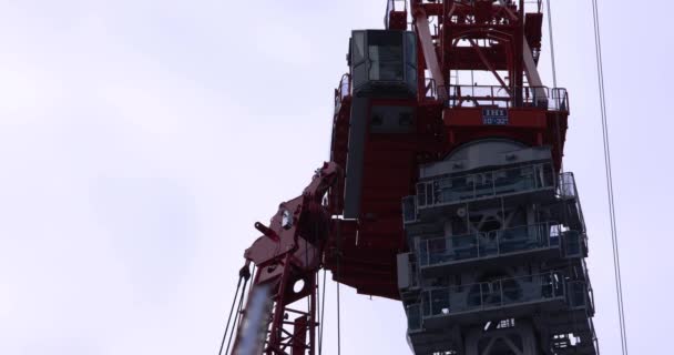 Gruas Móveis Construção Tóquio Imagens Alta Qualidade Koto Distrito Ariake — Vídeo de Stock