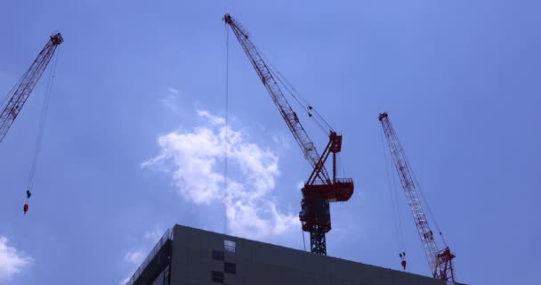 Kräne Der Spitze Des Gebäudes Der Geschäftsstadt Tokio Hochwertiges Filmmaterial — Stockvideo