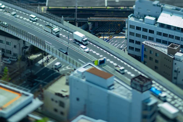 Paisaje Urbano Miniatura Cerca Carretera Osaka Vista Ángulo Alto Imágenes —  Fotos de Stock