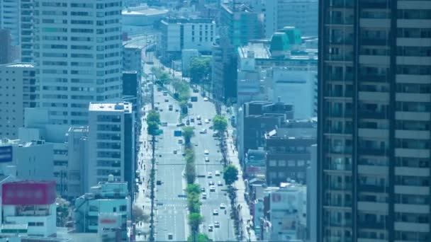 Timelapse Wysokiego Kąta Miejski Krajobraz Ulicy Miasta Osaka Telephoto Strzał — Wideo stockowe