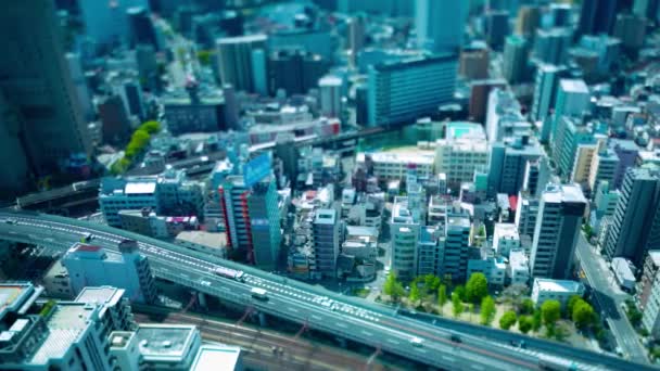 大阪高速公路附近的一个全景微型城市景观的时间 高质量的4K镜头 大阪朝日区04 2023这里是大阪高原市铁路附近 — 图库视频影像
