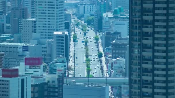 Ein Zeitraffer Von Hochwinkel Stadtbild Der Stadtstraße Osaka Teleaufnahme Hochwertiges — Stockvideo