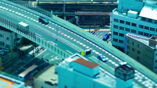 Timelapse Paysage Urbain Miniature Près Autoroute Osaka Vue Angle Élevé — Video