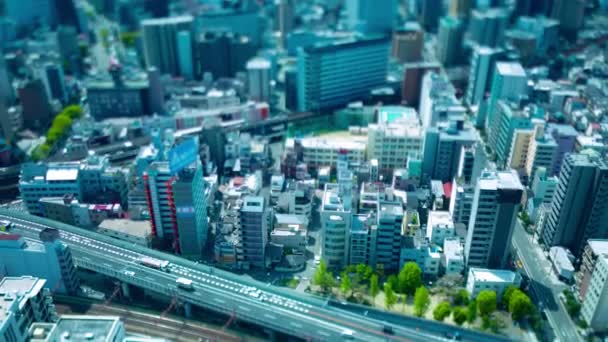 大阪高速公路附近的一个全景微型城市景观的时间 高质量的4K镜头 大阪朝日区04 2023这里是大阪高原市铁路附近 — 图库视频影像