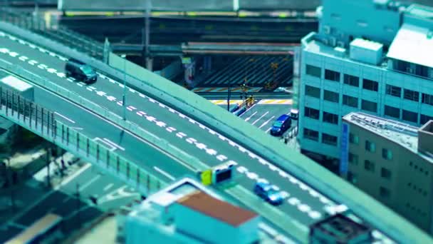 Timelapse Miniature Cityscape Highway Osaka High Angle View High Quality — Stock Video