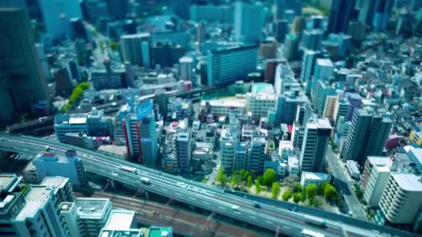 Timelapse Paysage Urbain Miniature Panoramique Près Autoroute Osaka Images Haute — Video