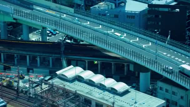 Timelapse Embouteillage Près Voie Ferrée Osaka Téléobjectif Tourné Images Haute — Video