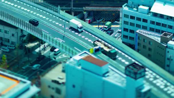 Timelapse Miniature Cityscape Highway Osaka High Angle View Imagens Alta — Vídeo de Stock