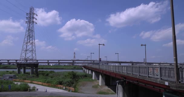 Dopravní Zácpa Městské Ulici Širokého Záběru Řeky Kvalitní Záběry Adachi — Stock video