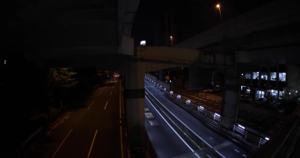 Atasco Tráfico Nocturno Calle Ciudad Tokio Ojo Pez Tiro Imágenes — Vídeos de Stock