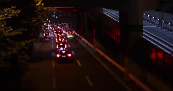 Embouteillage Miniature Nocturne Dans Rue Tokyo Images Haute Qualité Shibuya — Video