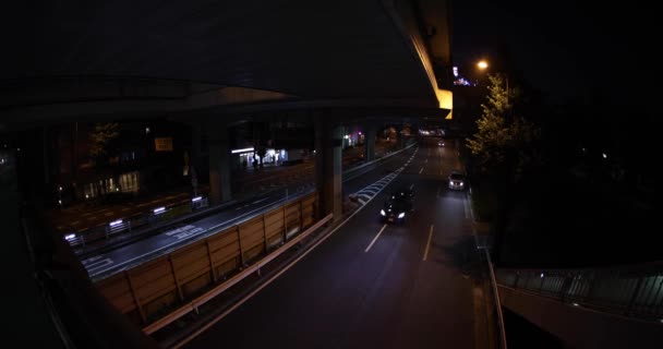 Een Avond File Stad Straat Tokio Vis Oog Geschoten Hoge — Stockvideo