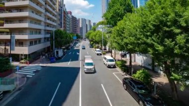 Tokyo 'daki şehir caddesindeki trafik sıkışıklığının zamanı. Yüksek kalite 4K görüntü. Shinjuku bölgesi Tokyo 07.25.2022 Tokyo 'da bir şehir caddesi.. 