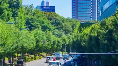 Tokyo 'daki şehir caddesindeki trafik sıkışıklığının zamanı. Yüksek kalite 4K görüntü. Shinjuku bölgesi Tokyo 07.25.2022 Tokyo 'da bir şehir caddesi.. 