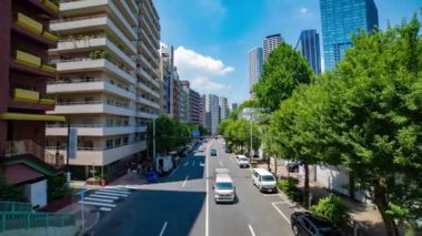 Tokyo 'daki şehir caddesindeki trafik sıkışıklığının zamanı. Yüksek kalite 4K görüntü. Shinjuku bölgesi Tokyo 07.25.2022 Tokyo 'da bir şehir caddesi.. 