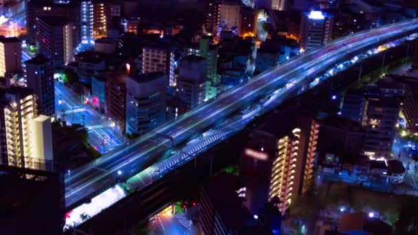 Uma Cronologia Noturna Paisagem Urbana Rodovia Osaka Imagens Alta Qualidade — Vídeo de Stock