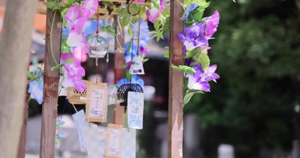 Een Windgong Zwaaiend Zomertijd Hoge Kwaliteit Beeldmateriaal Chofu District Tokyo — Stockvideo