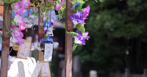 Колокольчик Ветра Раскачивающийся Летнее Время Высококачественные Кадры Чофу Район Токио — стоковое видео