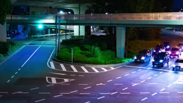 Nattlig Timelapse Trafikstockning Vid Stadens Korsning Tokyo Högkvalitativ Film Itabashi — Stockvideo