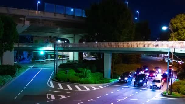 Lapso Tiempo Nocturno Atasco Intersección Ciudad Tokio Imágenes Alta Calidad — Vídeos de Stock