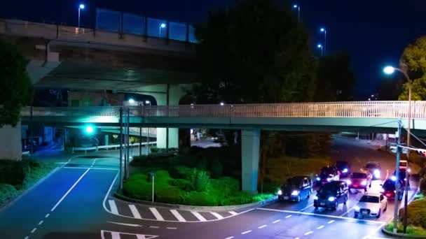 Ein Nächtlicher Stau Einer Kreuzung Tokio Hochwertiges Filmmaterial Itabashi Bezirk — Stockvideo