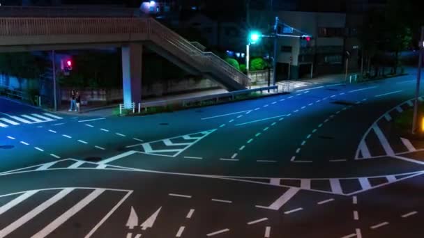 Cronometro Notturno Ingorghi All Incrocio Con Città Tokyo Filmati Alta — Video Stock